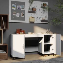 Berkfield Home Desk White 140x50x75 cm Engineered Wood - Size: 140 x 50 x 75 cm - thumbnail 3