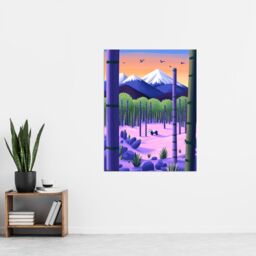 "Artery8 Panda Bear Bamboo Forest Japan Mountain Landscape Wall Art Print - Size: W24"" x H32""" - thumbnail 4