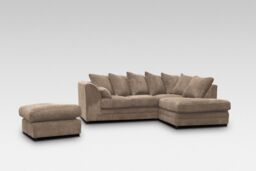 Snugg Furniture UK Limited (Right Hand) Milo Jumbo Cord Corner Sofa with Footstool in Light Beige - thumbnail 1