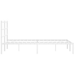 Berkfield Home Metal Bed Frame without Mattress with Headboard White 135x190cm - Size: 135x190 cm - thumbnail 6