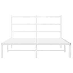 Berkfield Home Metal Bed Frame without Mattress with Headboard White 135x190cm - Size: 135x190 cm - thumbnail 5