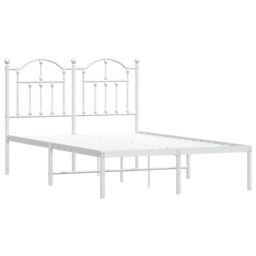 Berkfield Home Metal Bed Frame with Headboard White 120x190 cm Small Double - thumbnail 4