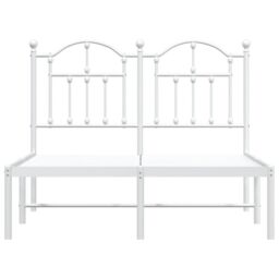 Berkfield Home Metal Bed Frame with Headboard White 120x190 cm Small Double - thumbnail 5