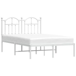 Berkfield Home Metal Bed Frame with Headboard White 120x190 cm Small Double - thumbnail 3