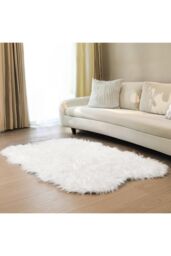 H&O Direct Irregular Shaped Super Soft Shaggy Area Rug in White - Size: 110 cm x 180 cm - thumbnail 2