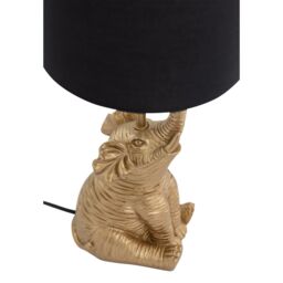 First Choice Lighting Elephant - Gold Resin Table Lamp With Black Fabric Shade - thumbnail 4