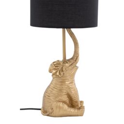 First Choice Lighting Elephant - Gold Resin Table Lamp With Black Fabric Shade - thumbnail 3