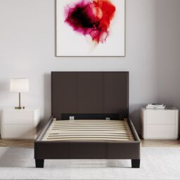 Home Discount Vida Designs Lisbon Single Faux Leather Bed Frame UKFR Fabric Storage in Brown - thumbnail 9