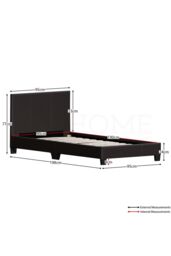Home Discount Vida Designs Lisbon Single Faux Leather Bed Frame UKFR Fabric Storage in Brown - thumbnail 2