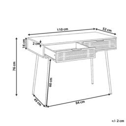 Wyld and Coco Office Desk Light Brown Wood-Effect Top with Two White Drawers - thumbnail 3