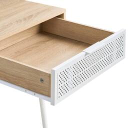 Wyld and Coco Office Desk Light Brown Wood-Effect Top with Two White Drawers - thumbnail 8
