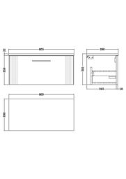 Balterley 1 Drawer Wall Hung Vanity Unit Marble Laminate Worktop, White 800mm - thumbnail 2