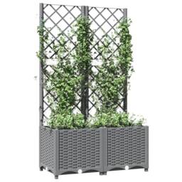 Berkfield Home Garden Planter with Trellis Light Grey 80x40x136 cm PP - Size: 80 x 40 x 136 cm - thumbnail 1
