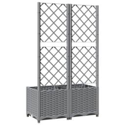 Berkfield Home Garden Planter with Trellis Light Grey 80x40x136 cm PP - Size: 80 x 40 x 136 cm - thumbnail 6