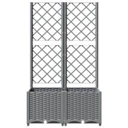 Berkfield Home Garden Planter with Trellis Light Grey 80x40x136 cm PP - Size: 80 x 40 x 136 cm - thumbnail 4