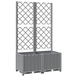 Berkfield Home Garden Planter with Trellis Light Grey 80x40x136 cm PP - Size: 80 x 40 x 136 cm - thumbnail 3