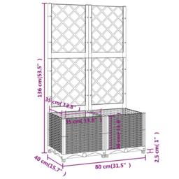 Berkfield Home Garden Planter with Trellis Light Grey 80x40x136 cm PP - Size: 80 x 40 x 136 cm - thumbnail 8