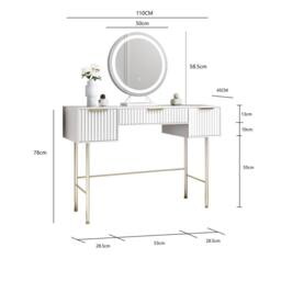 CARME HOME Lara White Dressing Table with Lillia LED Mirror (White Base) - thumbnail 8