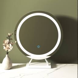 CARME HOME Lara White Dressing Table with Lillia LED Mirror (White Base) - thumbnail 6