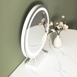 CARME HOME Lara White Dressing Table with Lillia LED Mirror (White Base) - thumbnail 5