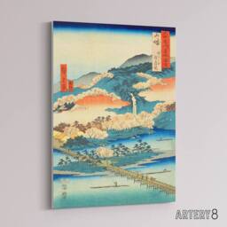"Artery8 Togetsu Bridge In Arashiyama Canvas Japanese Wall Art in Blue - Size: W18"" x H24""" - thumbnail 2