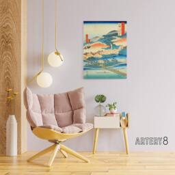 "Artery8 Togetsu Bridge In Arashiyama Canvas Japanese Wall Art in Blue - Size: W18"" x H24""" - thumbnail 3
