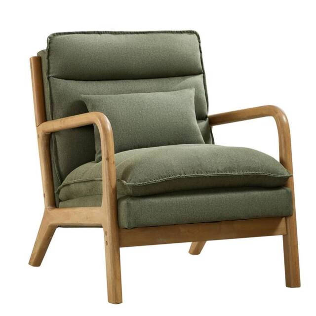 KORVIXA Accent Chair Wingback Armchair with Wood Frame for Living Room in Green - Size: 50 cm x 70 cm - image 1