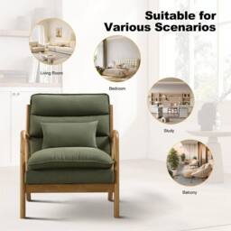 KORVIXA Accent Chair Wingback Armchair with Wood Frame for Living Room in Green - Size: 50 cm x 70 cm - thumbnail 4