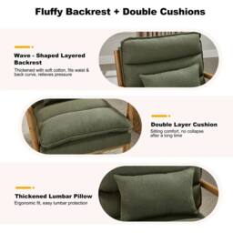 KORVIXA Accent Chair Wingback Armchair with Wood Frame for Living Room in Green - Size: 50 cm x 70 cm - thumbnail 7