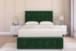 "Sloomy Cambridge Plush Divan Base 2 Drawers-26"" Headboard & 12"" Footboard in Emerald - Size: Small Double"