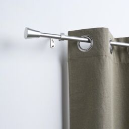 OHS Curtain Pole Extendable 16mm Metal Finnials Trumpet End Rings Rod Fittings in Grey - Size: 120 cm - thumbnail 3