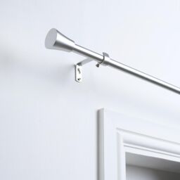 OHS Curtain Pole Extendable 16mm Metal Finnials Trumpet End Rings Rod Fittings in Grey - Size: 120 cm - thumbnail 1