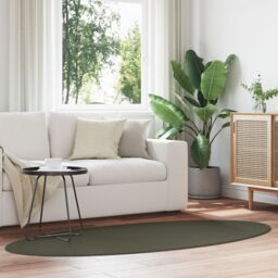 Berkfield Home HUARTE' Forest Green Oval Rug 100x200 cm - Size: Medium - thumbnail 1