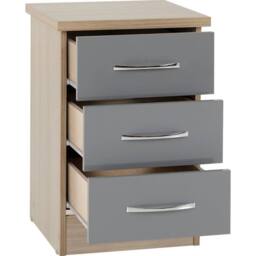 FORGEVIO Grey Gloss 3 Drawer Bedside Chest Storage Shelf - thumbnail 2