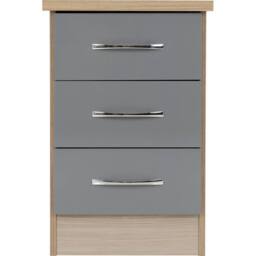 FORGEVIO Grey Gloss 3 Drawer Bedside Chest Storage Shelf - thumbnail 3