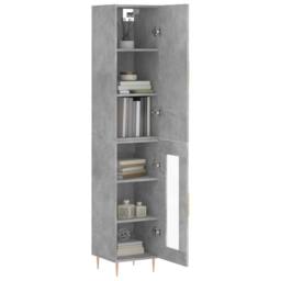 Berkfield Home Highboard Concrete Grey 34.5x34x180 cm Engineered Wood - thumbnail 1