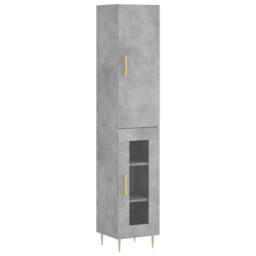 Berkfield Home Highboard Concrete Grey 34.5x34x180 cm Engineered Wood - thumbnail 3