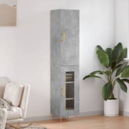 Berkfield Home Highboard Concrete Grey 34.5x34x180 cm Engineered Wood - thumbnail 2