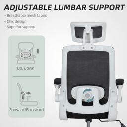 HOMCOM Executive Mesh Office Chair with Headrest, Lumbar Support in Black - thumbnail 6