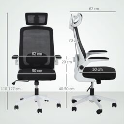 HOMCOM Executive Mesh Office Chair with Headrest, Lumbar Support in Black - thumbnail 3