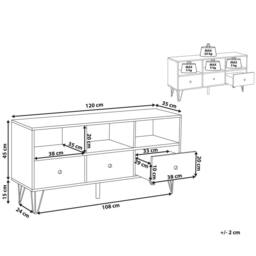 Wyld and Coco Modern 2 Tone TV Stand Dark Brown and White 3 Drawers - thumbnail 3