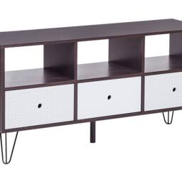 Wyld and Coco Modern 2 Tone TV Stand Dark Brown and White 3 Drawers - thumbnail 2