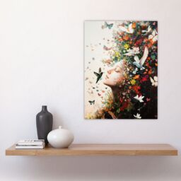 "Artery8 Mother Nature Birds Butterflies Colourful Flowers Wall Art Print - Size: W24"" x H32""" - thumbnail 4