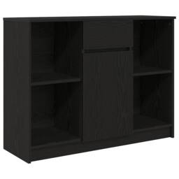 Berkfield Home Sideboard with Drawer Black Oak 101x35x76 cm Engineered Wood - Size: 101 x 35 x 76 cm - thumbnail 3