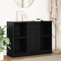 Berkfield Home Sideboard with Drawer Black Oak 101x35x76 cm Engineered Wood - Size: 101 x 35 x 76 cm - thumbnail 2
