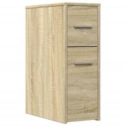 Berkfield Home Narrow Bathroom Cupboard with Wheels Sonoma Oak Engineered Wood in Light Tan - thumbnail 3