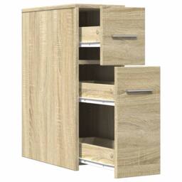 Berkfield Home Narrow Bathroom Cupboard with Wheels Sonoma Oak Engineered Wood in Light Tan - thumbnail 7