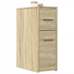 Berkfield Home Narrow Bathroom Cupboard with Wheels Sonoma Oak Engineered Wood in Light Tan - thumbnail 2