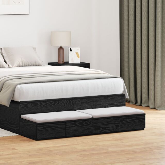 Berkfield Home Bed Drawers Black 120x36.5x16.5 cm Engineered Wood - image 1