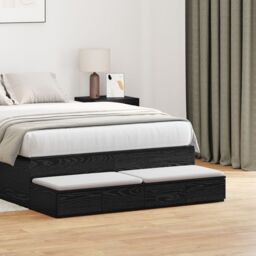 Berkfield Home Bed Drawers Black 120x36.5x16.5 cm Engineered Wood - thumbnail 1